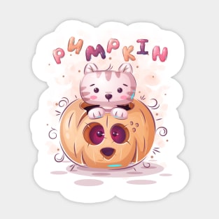 Cat in pumpkin Sticker